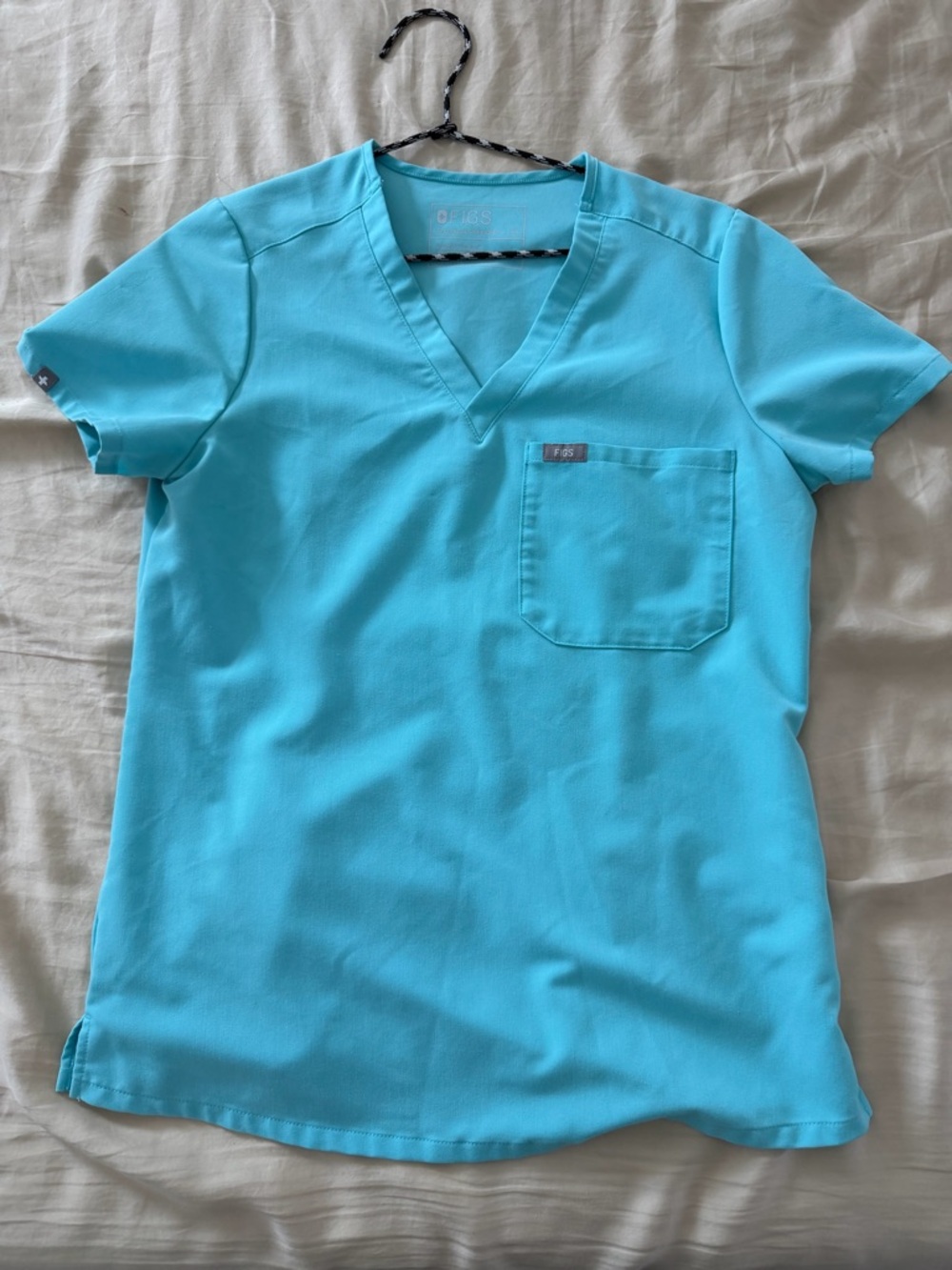 Figs Women's Scrub Top in Aqua Blue
